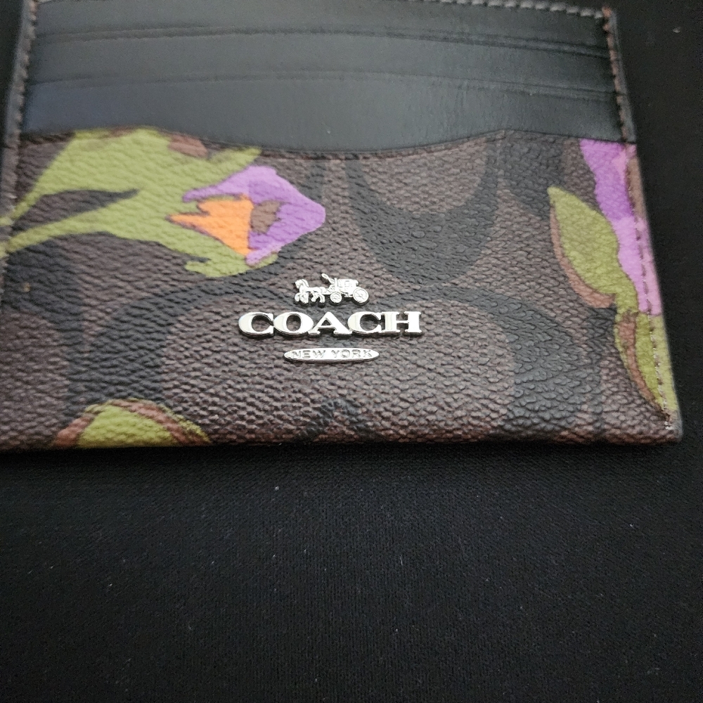 NWT Coach Signature Raised Slim Id Cardholder Iris - Picture 3 of 8